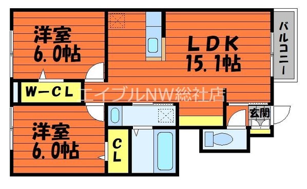 パーク倉敷　B棟の物件間取画像